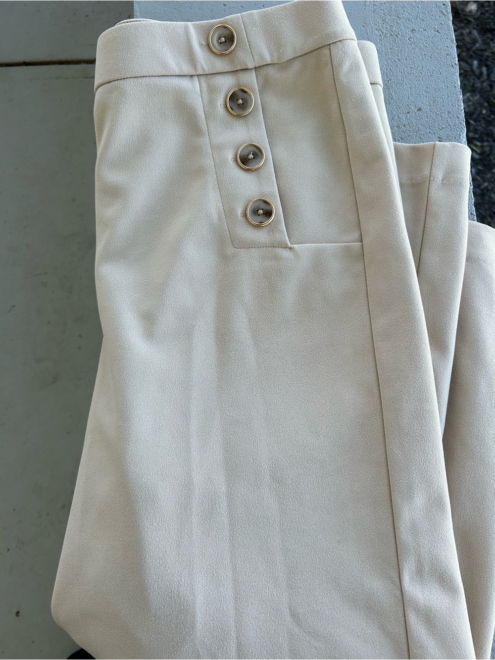 Jules & Leopold Beige Tailored High-Waist Pants